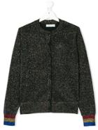 Stella Mccartney Kids Striped Cuff Glitter Cardigan - Black