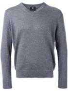 Kent & Curwen Logo Embroidery V-neck Jumper, Men's, Size: Xl, Grey, Cashmere