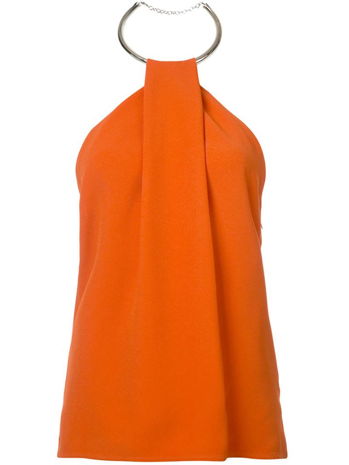 Mugler Halterneck Blouse, Size: 40, Yellow/orange, Acetate/viscose/spandex/elastane/brass