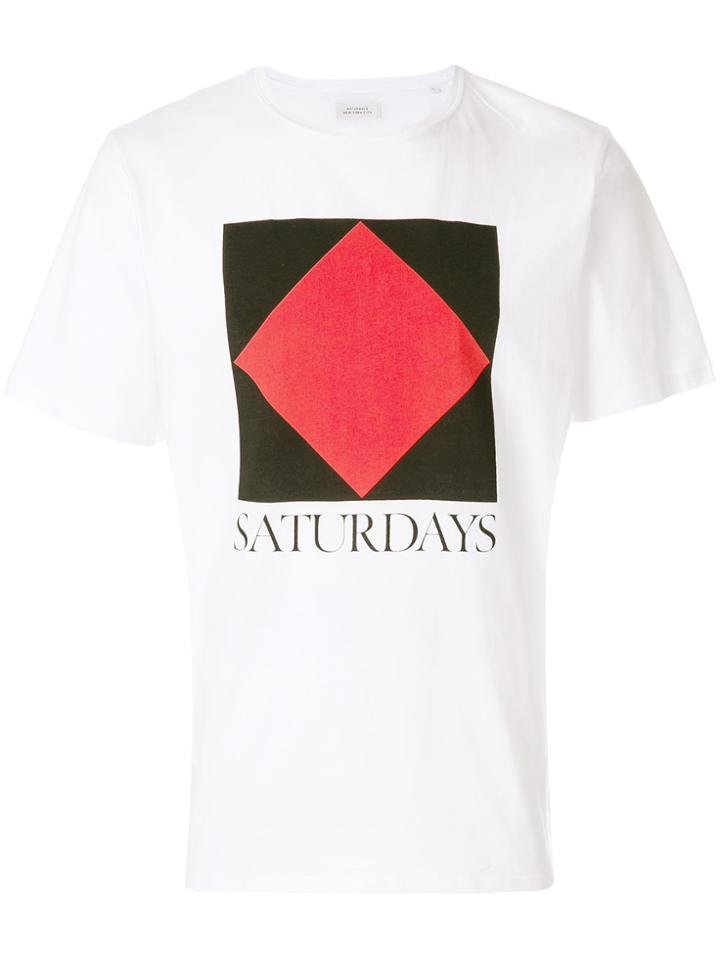 Saturdays Nyc Colour-block Logo T-shirt - White