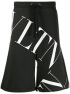 Valentino Contrast Logo Print Shorts - Black