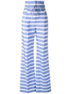 Ermanno Scervino - High-rise Striped Trousers - Women - Cotton/acetate/cupro - 40, Blue, Cotton/acetate/cupro
