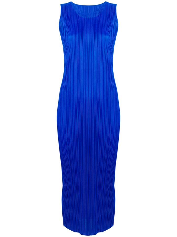 Pleats Please By Issey Miyake Pleated Tank Dress - Blue