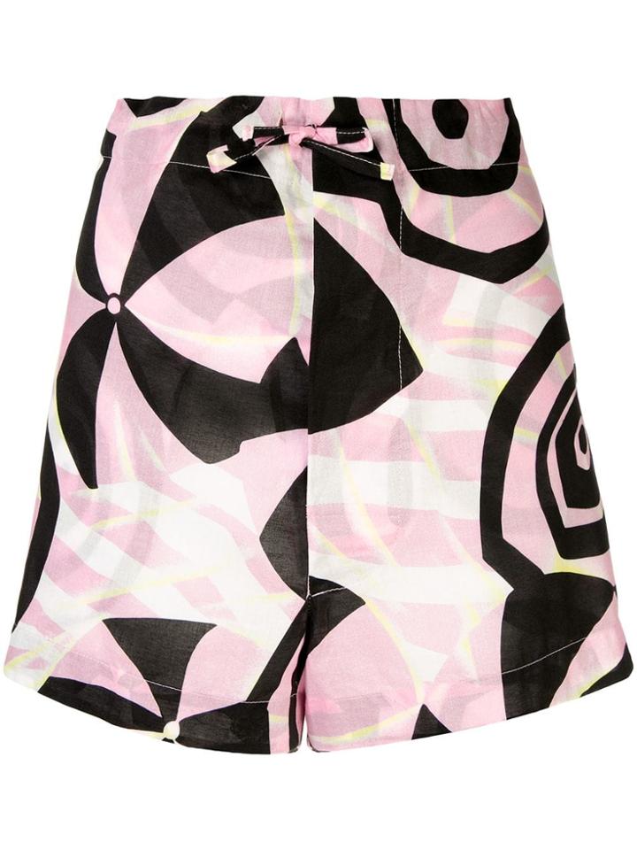 Marni High Waisted Printed Shorts - Pink