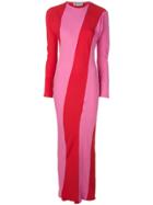 Attico Striped Fitted Long Dress - Red