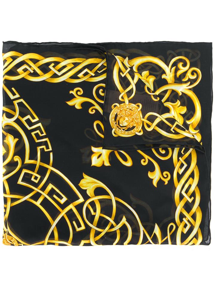Versace Celtic Baroque Medusa Neck Scarf - Black