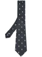 Neil Barrett Fleur-de-lis Embroidered Tie - Black