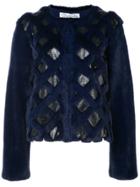 Oscar De La Renta Snake Intarsia Fur Coat - Blue
