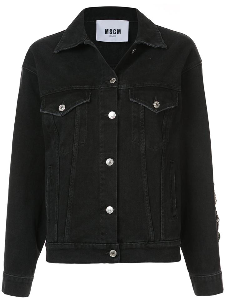 Msgm Embellished Denim Jacket - Black