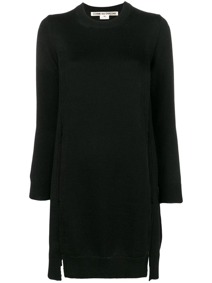 Comme Des Garçons Side Slit Knitted Dress - Black