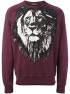 Roberto Cavalli Lion Print Sweatshirt, Men's, Size: Small, Red, Cotton