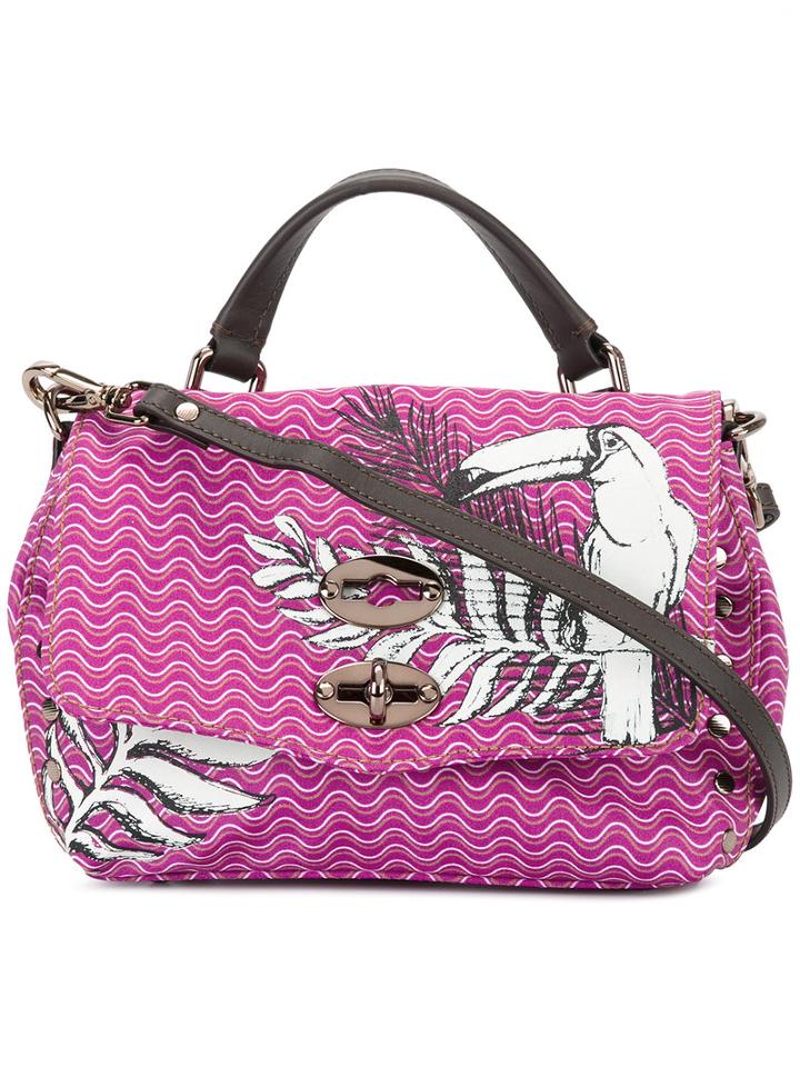 Zanellato Feather Print Shoulder Bag, Women's, Pink/purple, Polyester