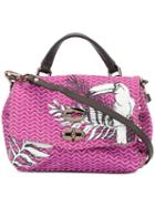 Zanellato Feather Print Shoulder Bag, Women's, Pink/purple, Polyester