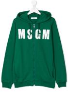 Msgm Kids Printed Logo Hoodie - Green