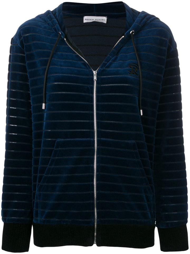 Sonia Rykiel Zipped Quilted Hoodie - Blue