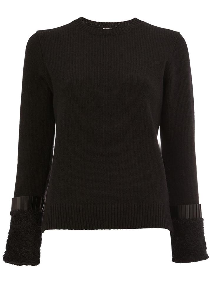 Comme Des Garçons Noir Kei Ninomiya Detailed Cuffs Pullover, Women's, Size: Medium, Black, Nylon/wool