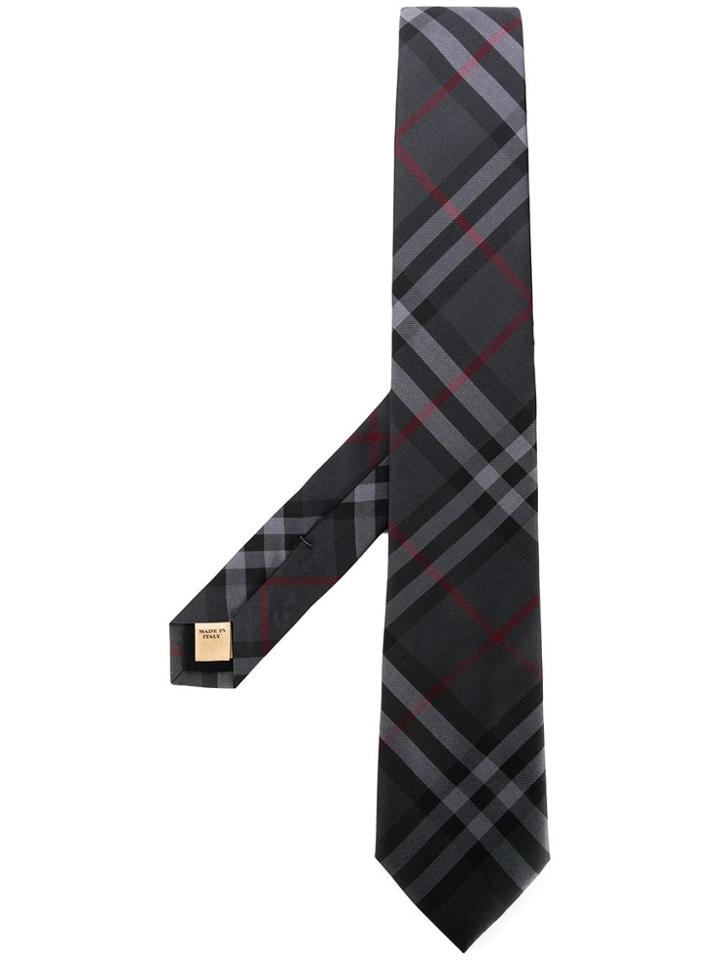 Burberry Check Pattern Tie - Grey