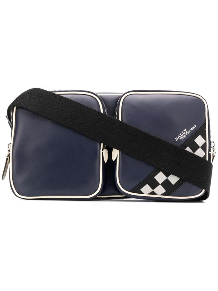 Bally Checkered Trim Sling Bag - Blue