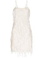 Xu Zhi Check Appliqué Slip Dress - White