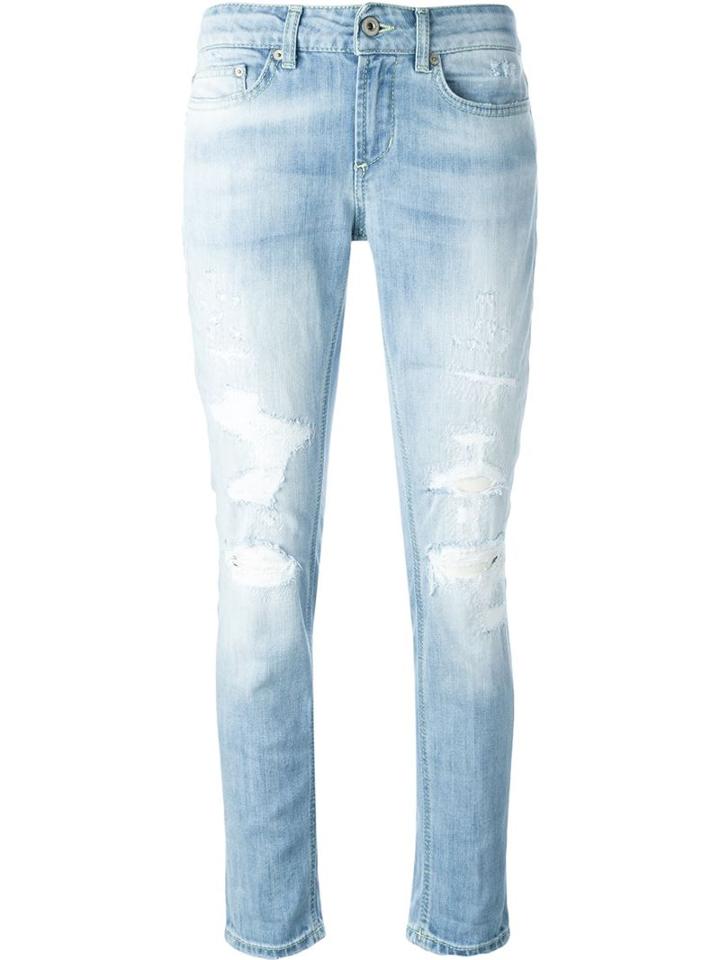 Dondup Distressed Slim Fit Jeans, Women's, Size: 31, Blue, Cotton/polyester