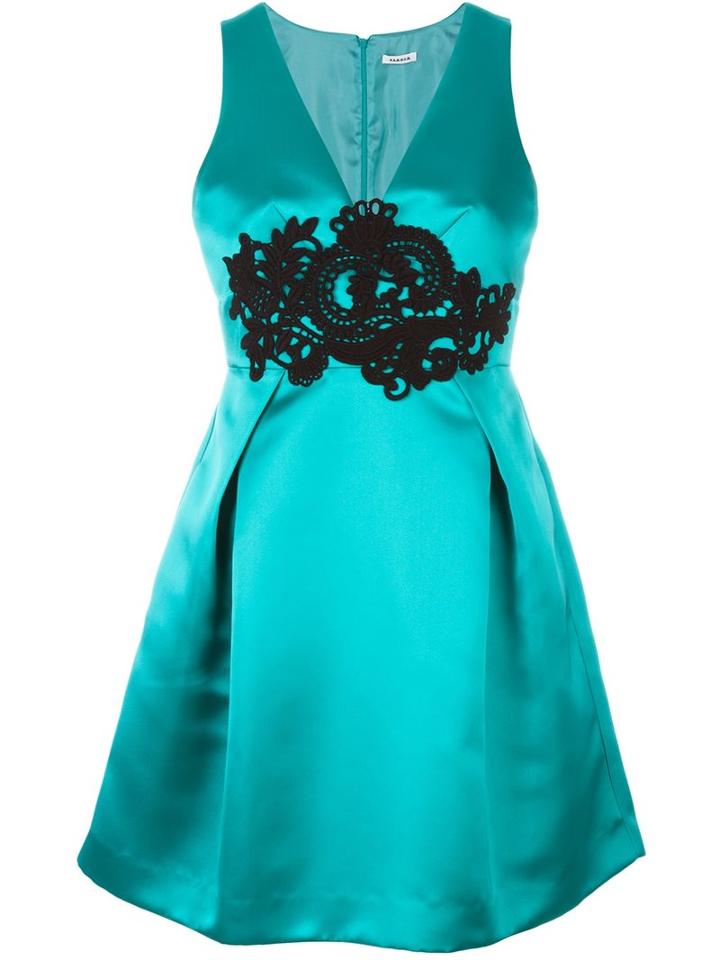 P.a.r.o.s.h. Lace Appliqué Satin Dress, Women's, Size: Small, Green, Polyester/acetate/viscose