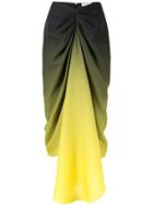 Halpern Colour Block Ruched Skirt - Green