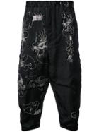 By Walid Embroidered Drop-crotch Track Pants - Black