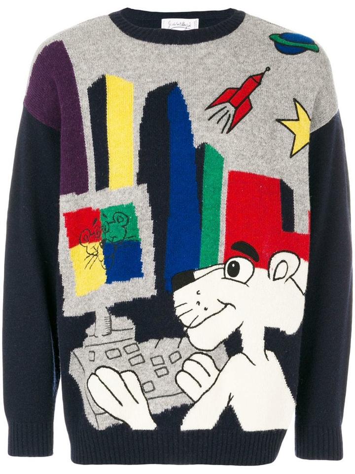 Jc De Castelbajac Pre-owned Pink Panther Intarsia Jumper - Blue