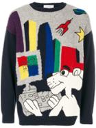 Jc De Castelbajac Pre-owned Pink Panther Intarsia Jumper - Blue