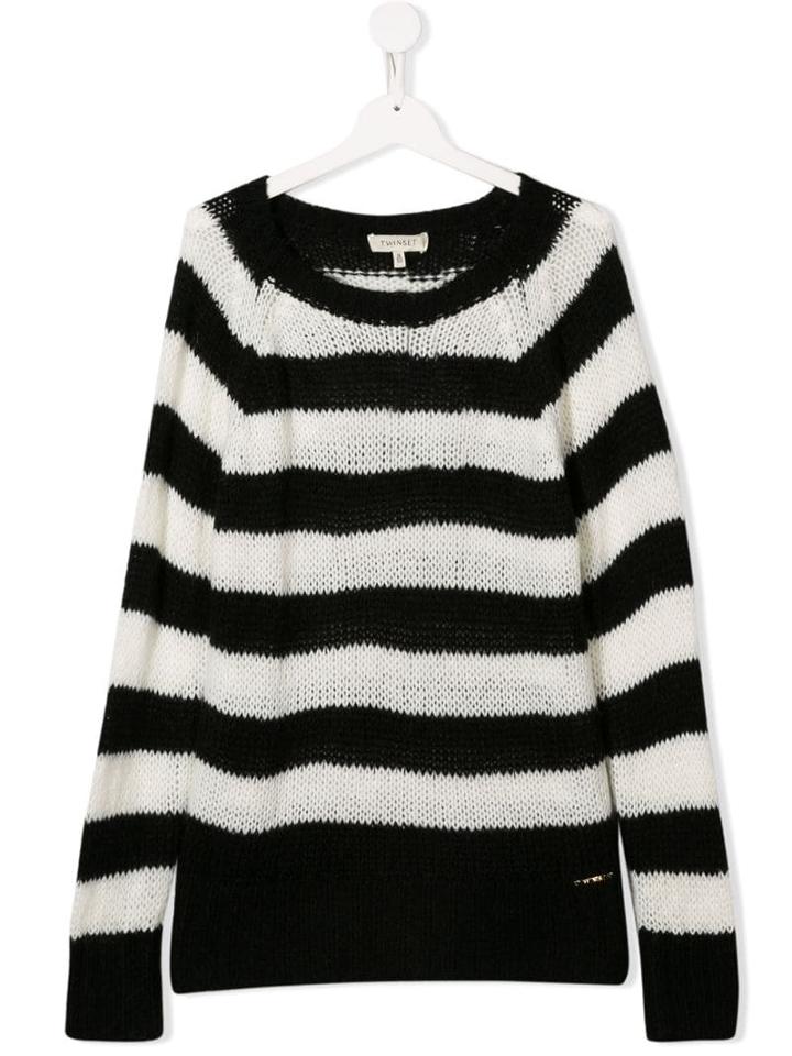 Twin-set Striped Oversized Jumper - Black