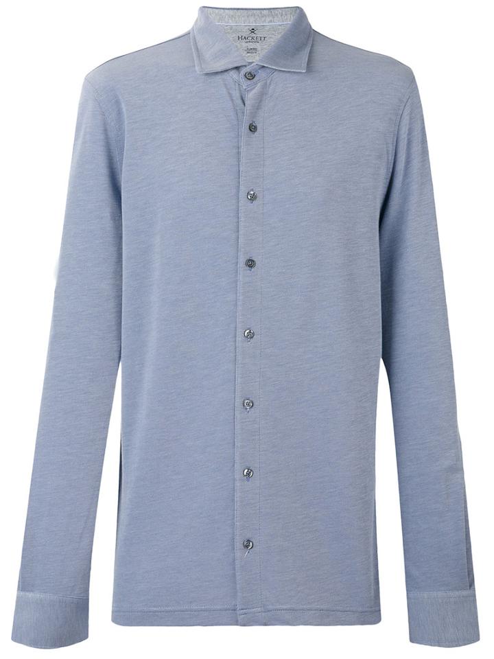 Hackett Button-up Shirt, Men's, Size: Large, Blue, Silk/cotton