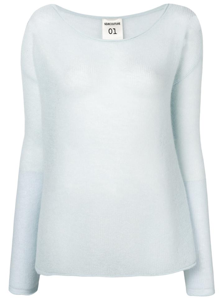 Semicouture Lightweight Boat Neck Sweater - Blue