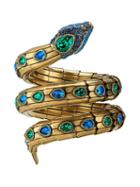 Gucci Triple Snake Bracelet With Crystals - Gold