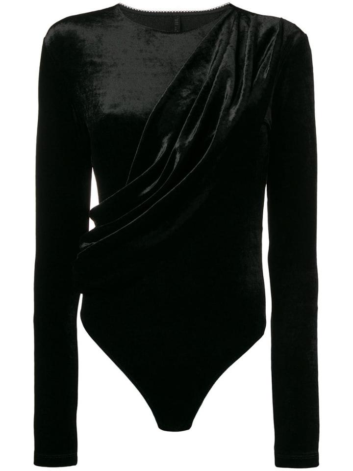 Unravel Project Draped Velour Top - Black