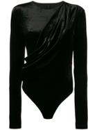 Unravel Project Draped Velour Top - Black