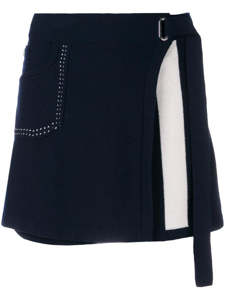 Barrie Buckled Knit Skirt - Blue