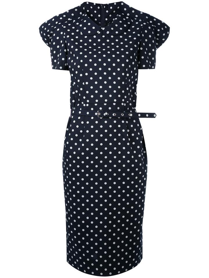 Comme Des Garçons - High Back Dotted Dress - Women - Polyester - M, Blue, Polyester