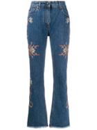 Etro Floral Bootcut Denim Jeans - Blue