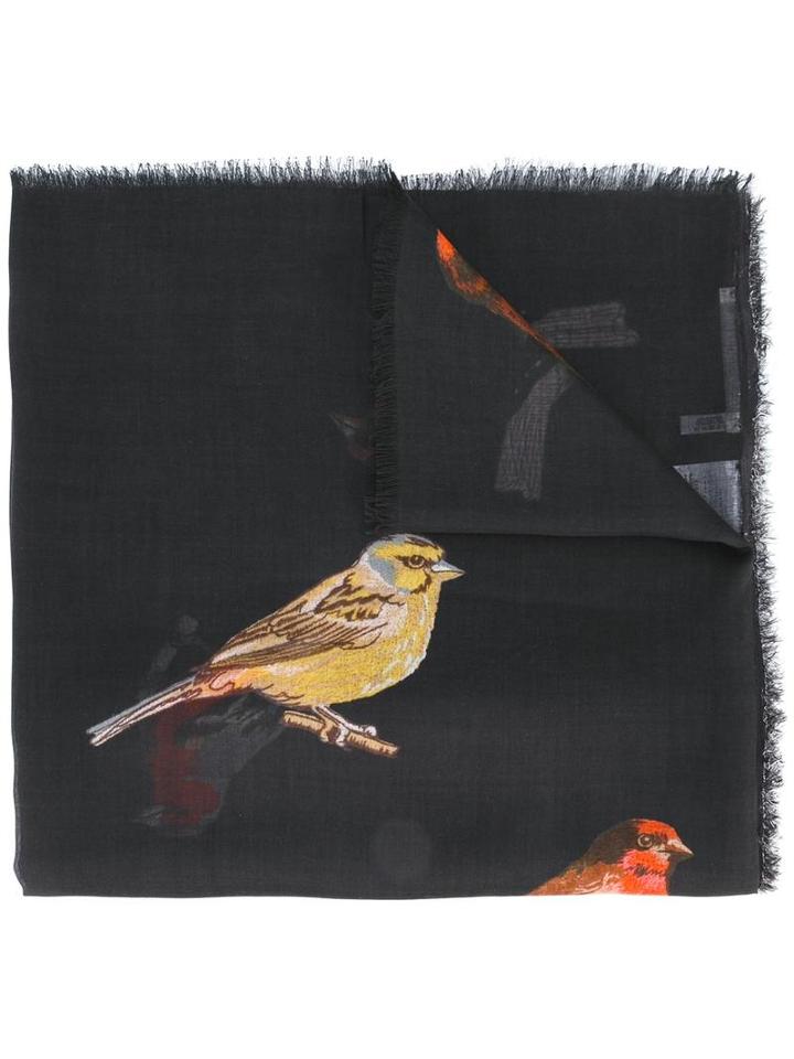 Stella Mccartney Birds Scarf, Women's, Black, Silk/modal