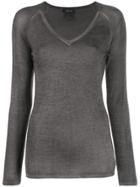 Avant Toi Ribbed V-neck Jumper - Grey