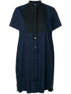 Sacai Contrasting Bib Shirt Dress - Blue