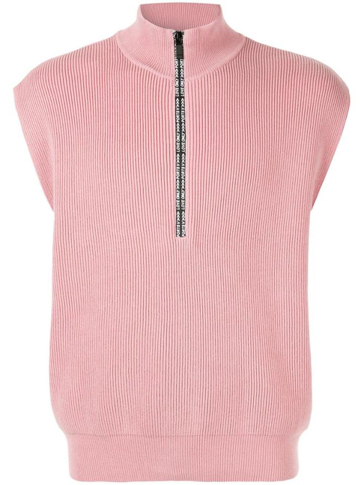 Ports V Logo Print Half-zip Sweater - Pink