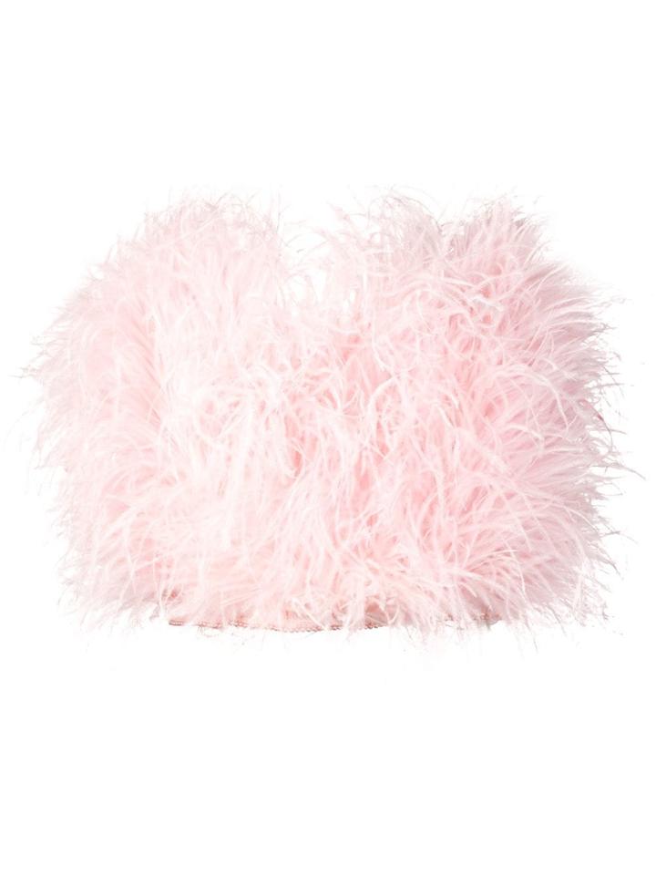 Attico Strapless Feather Top - Pink
