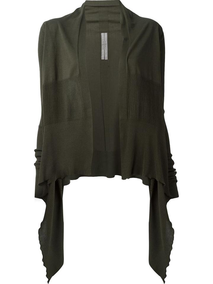 Rick Owens Asymmetric Cardigan, Women's, Size: Medium, Green, Cotton