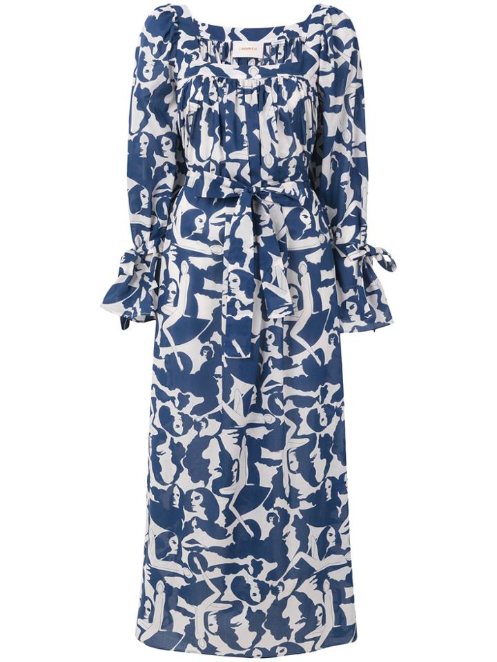 La Doublej Printed Long Shirt Dress - Blue