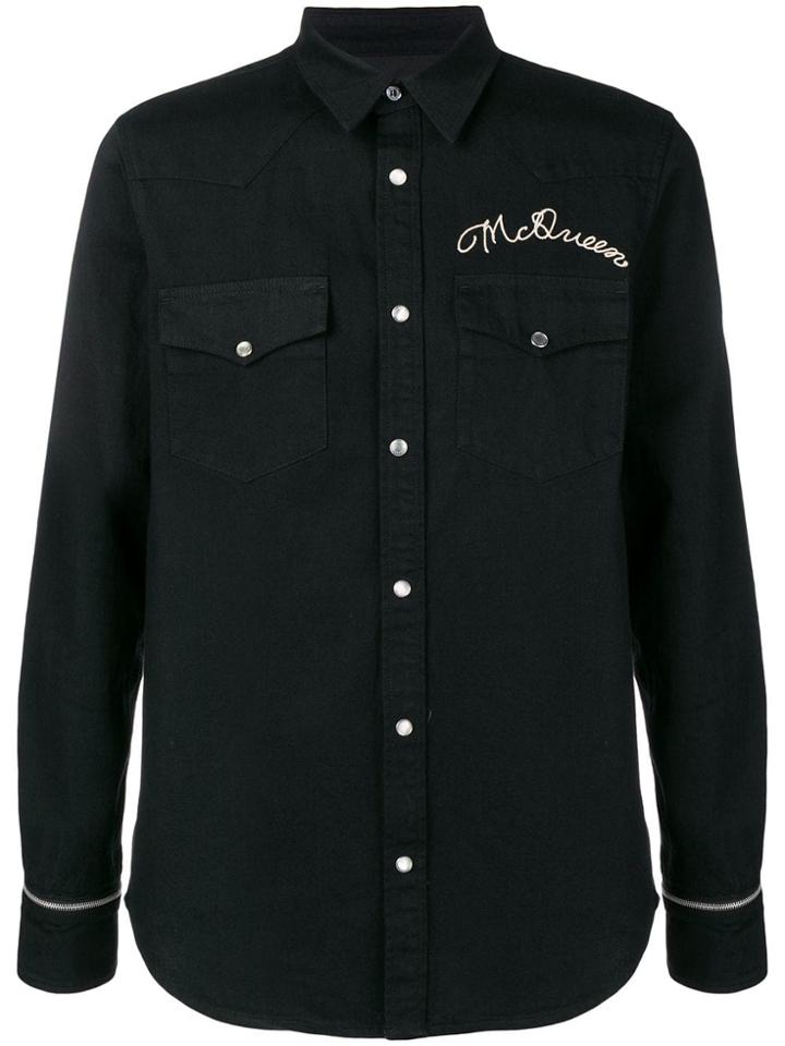 Alexander Mcqueen Embroidered Logo Shirt - Black