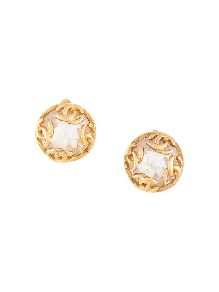 Chanel Pre-owned 1995 Rhinestone Earrings - Gold