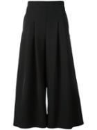 Blumarine Pleated Wide-legged Cropped Trousers, Women's, Size: 40, Black, Polyester/spandex/elastane/acetate/viscose