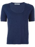 T By Alexander Wang Scoop Neck T-shirt, Women's, Size: Large, Blue, Rayon