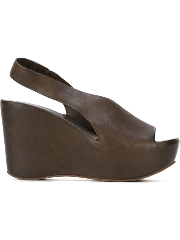 Roberto Del Carlo Wedge Sandals, Women's, Size: 36.5, Brown, Calf Leather